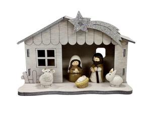 Nativity Scene: All In One Wooden Stable