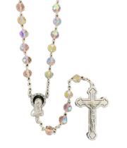 Rosary: Glass Pink Aurora Borealis (RX326P)