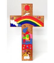 Cross: Wooden El Salvadorian Rainbow With Family (TL114B)