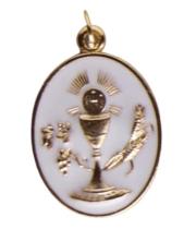 Medal: First Holy Communion White Enamel (MEC28)