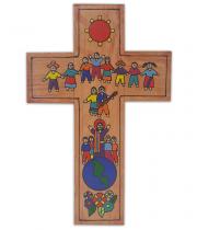 Cross: Wooden El Salvadorian Joining Hands 18 cm (TL16C)