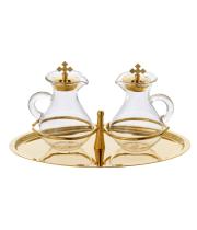 Cruet Set: Complete - Glass & Gold (CW523)