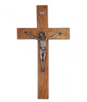 Crucifix: Olive Wood Pewter Corpus 25cm (11CA)