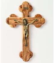 Crucifix: Olive Wood Budded Bronze Corpus 20cm (30IL)