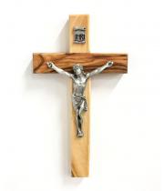 Crucifix: Olive Wood Pewter Corpus 12cm (13CA)