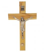 Crucifix: Olive Wood Pewter Corpus/Stone 12cm (13STONE)