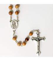 Rosary: Olive Wood on Chain from Bethlehem(round beads) (74B)