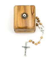 Rosary: Olive Wood Box & Rosary Relic from Jerusalem (49REL)