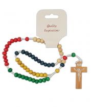 Rosary: Missionary on Cord/Colour Each Decade, Wood (ROSMIS)