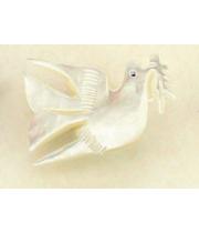 Lapel Pin: MOP Dove in Flight w Olive Leaf (39)