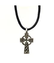 Pendant: Pewter Celtic Cross on Adjustable Black Cord (CRS1000-08)