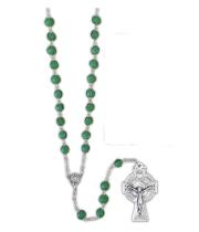 Rosary: Irish Rosary/Green Beads w Celtic Cross (FPIRISH)