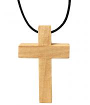 Necklace: Olive Wood  Cross With Cord (9B)