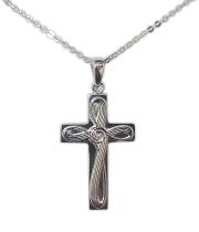 Necklace: Koru Cross Stainless Steel Silver Fine Chain (KORU200)