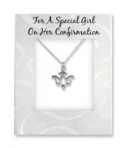 Necklace: Confirmation Silver Dove on 18inch Chain (PL302)