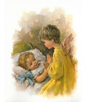 Print: Guardian Angel - Baby Boy with Blue Ribbon (PR031)