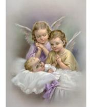 Print: Two Guardian Angels Looking Over Baby (PR034)