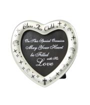 Photo Frame: Bless This Child, Heart Shaped (PLB225)