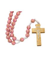 Rosary: Wooden on Cord - Pink (RO120P)