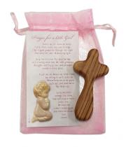 Cross: Baby Girl's First Cross, Holy Card & Organza Bag (CRS1600GP)