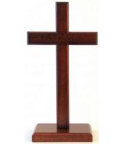 Cross: Standing - Wooden, Square Base Mahogany 40cm (CS40SQ)