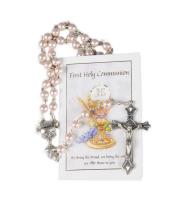 Rosary: Pink Communion with leaflet (RX726P)