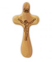 Cross: Olive Wood Comfort Jesus Loves You 9.5cm (CRS1605)