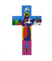 Cross: Wooden El Salvadorian Good Shepherd 30 cm (TL12)