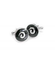 Cufflinks: Black, Silver Koru (EBJ0215C)