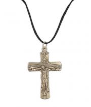 Necklace: Crucifix on a Adjustable Wax Thread (CRTRWT)