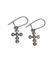 Earrings: Cross, Drop with Swarovski 15mm (E9074)