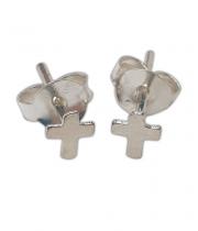 Earrings: Silver Cross (T240)