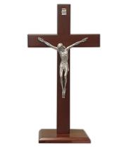 Crucifix: Standing - Wooden, Square Base Mahogany 40cm (CS40SQCRU)