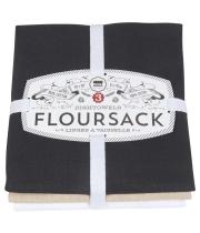 Tea Towels: Set of 3 - Black, Oyster and White (911511)