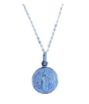 Necklace: St Benedict Sterling Silver Medal & Chain (MC1070)