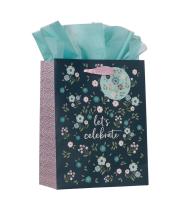 Gift Bag: Let's Celebrate Blue Floral Medium Gift Bag (GBA350)