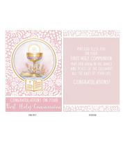 Card: First Holy Communion Pink Embossed Chalice (CD13322)