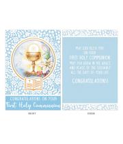 Card: First Holy Communion Blue Embossed Chalice (CD13323)