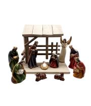 Nativity Set With Stable: 13cm - 10 Pieces (NS94314)