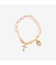 Rosary Bracelet: Pink Pearl - Gold (BLTCHLOE)