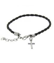 Bracelet: Braided with Cross - Black (BR471K)