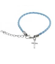 Bracelet: Braided with Cross - Turquoise (BR471)