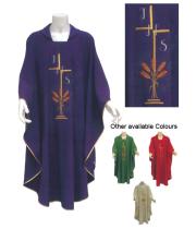 Chasuble & Stole: Purple - Cross and Wheat (VE5620P)